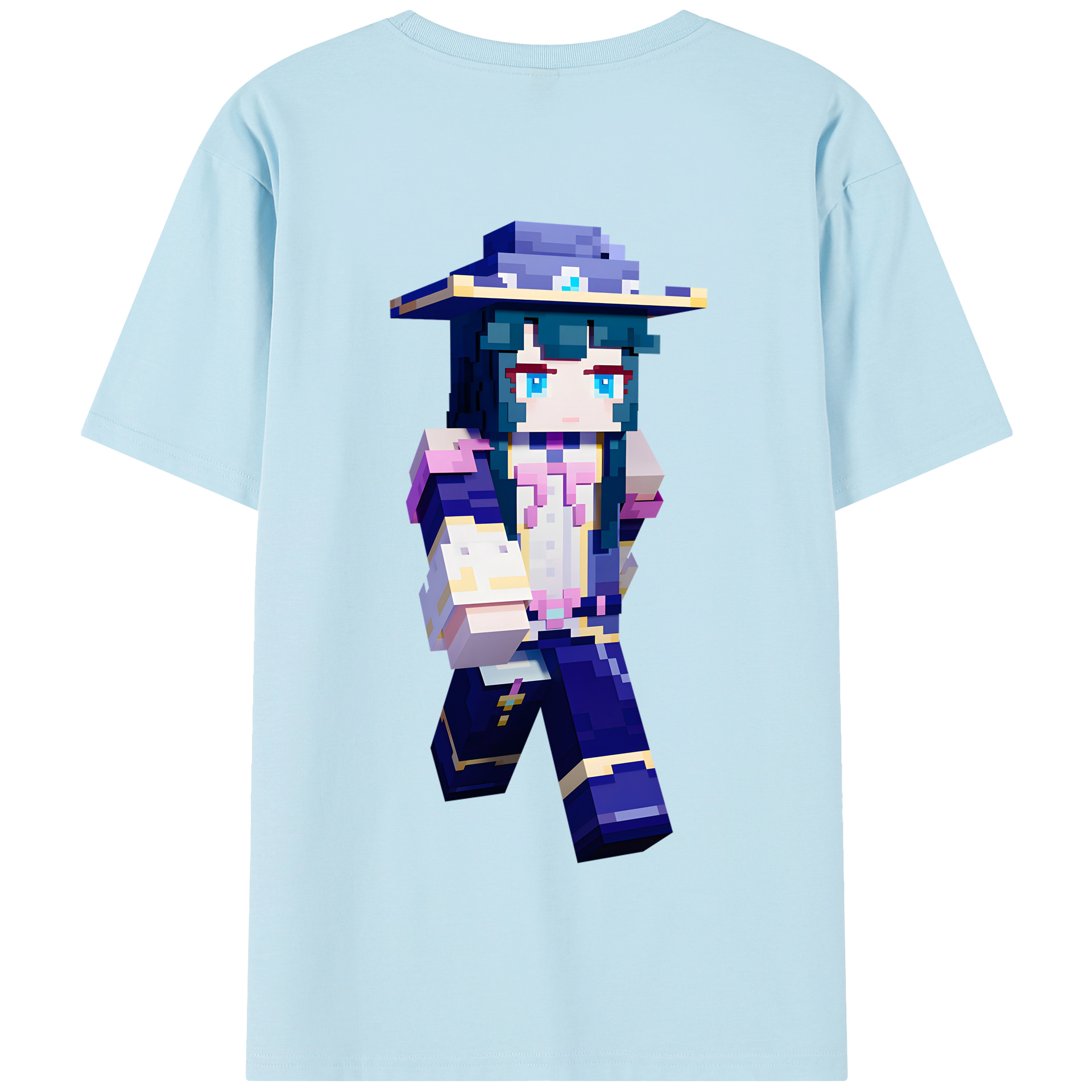 （画像用） マインクラフト ブロックの世界 Minecraft MC Block world 綿100％半袖Tシャツ（背面プリント）